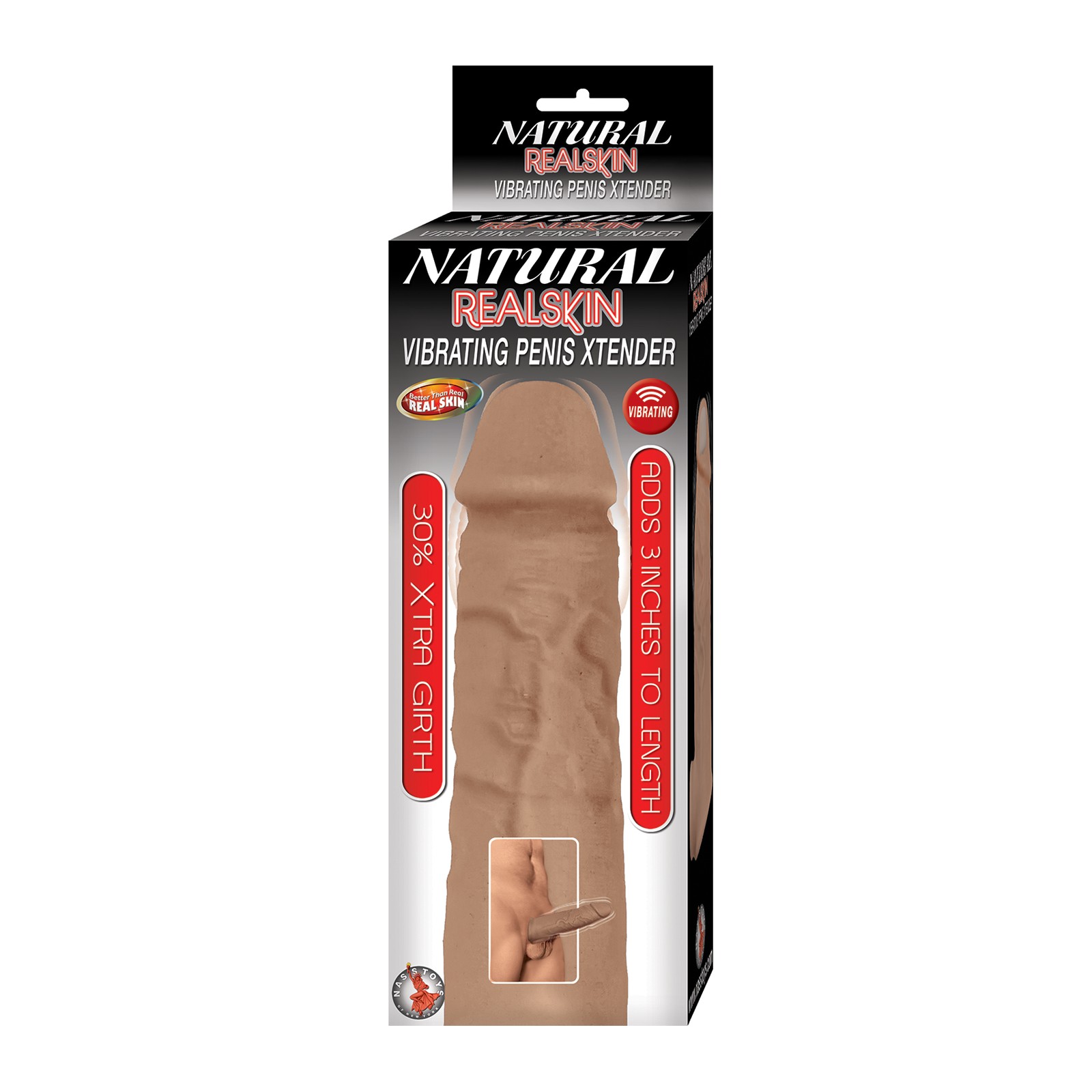 Natural Realskin Vibrating Penis Extender Brown