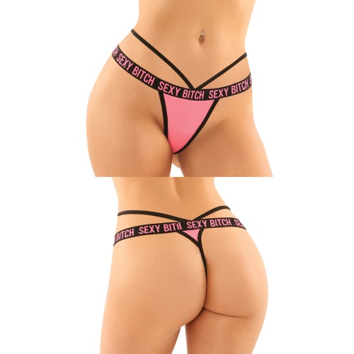 Pack Vibes Buddy Sexy Bitch Panty de Encaje Tanga Micro Negro PKN LXL