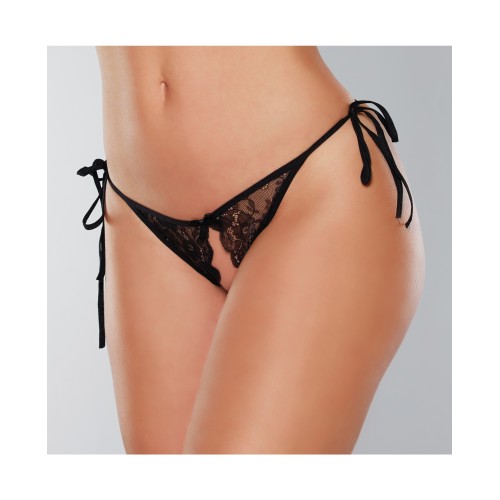 Panty Abierto de Encaje Adore Sugar - Negro O/S