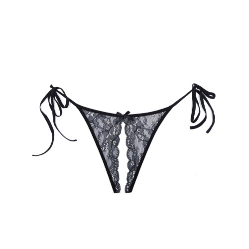 Adore Sugar Tie Side Lace Panty - Black O/S