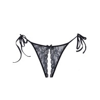 Panty Abierto de Encaje Adore Sugar - Negro O/S