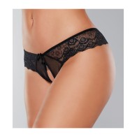 Adore Foreplay Lace & Mesh Open Panty Black O/S