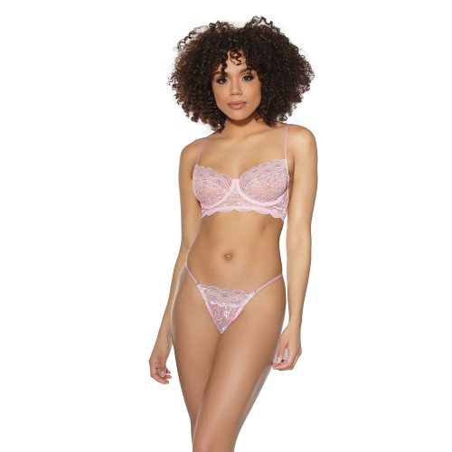 Crystal Pink Underwire Bra G-String Set