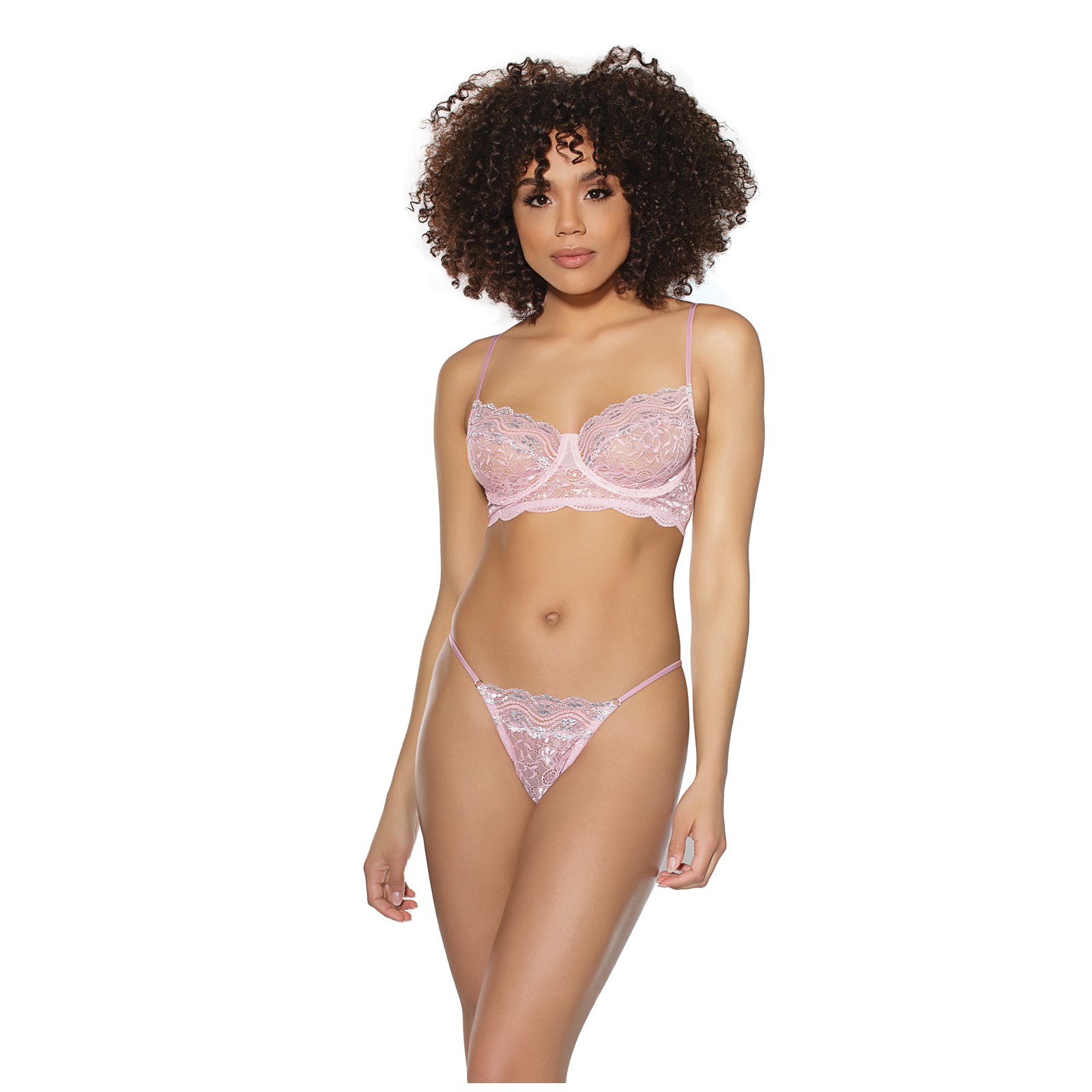 Crystal Pink Underwire Bra G-String Set