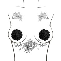 Neva Nude Burlesque Nightfall Roses Pasties Black