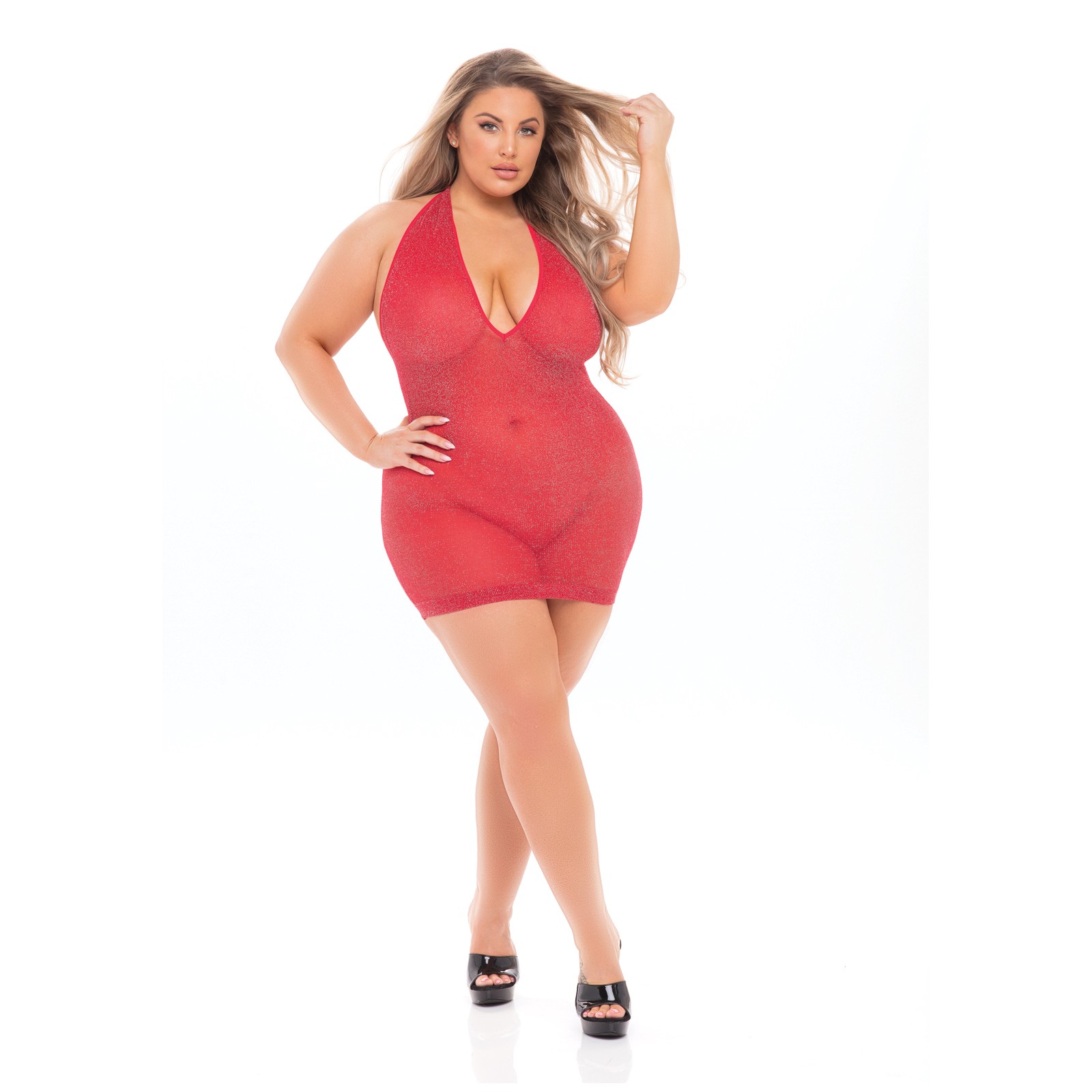 Pink Lipstick Love Bite Halter Dress Red QN