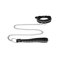 Diamond Studded BDSM Collar with Leash