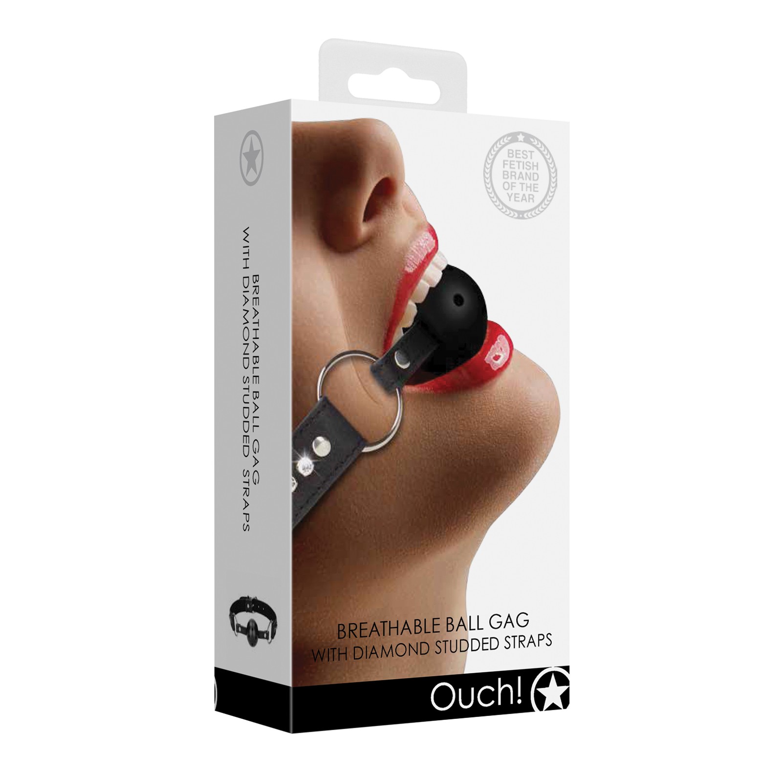 Ball Gag Transpirable con Diamantes Shots Ouch Negro