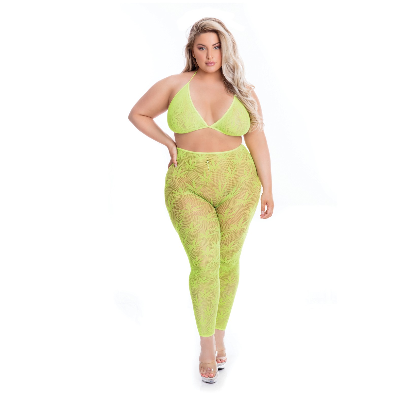 Pink Lipstick All About Leaf Bra & Leggings - Stylish Comfort