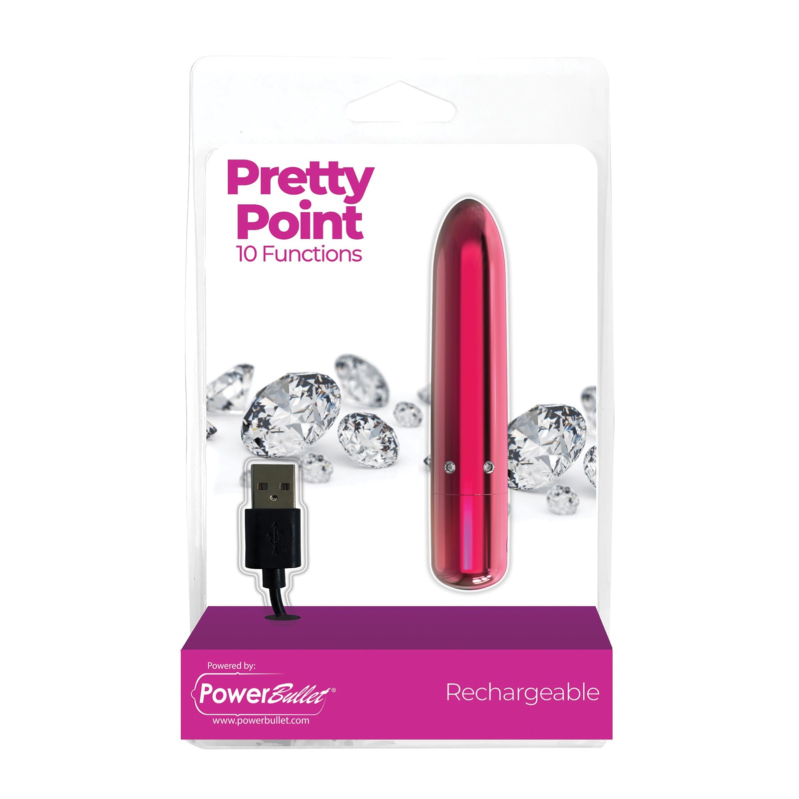 Pretty Point Rechargeable Bullet 10 Functions Pink