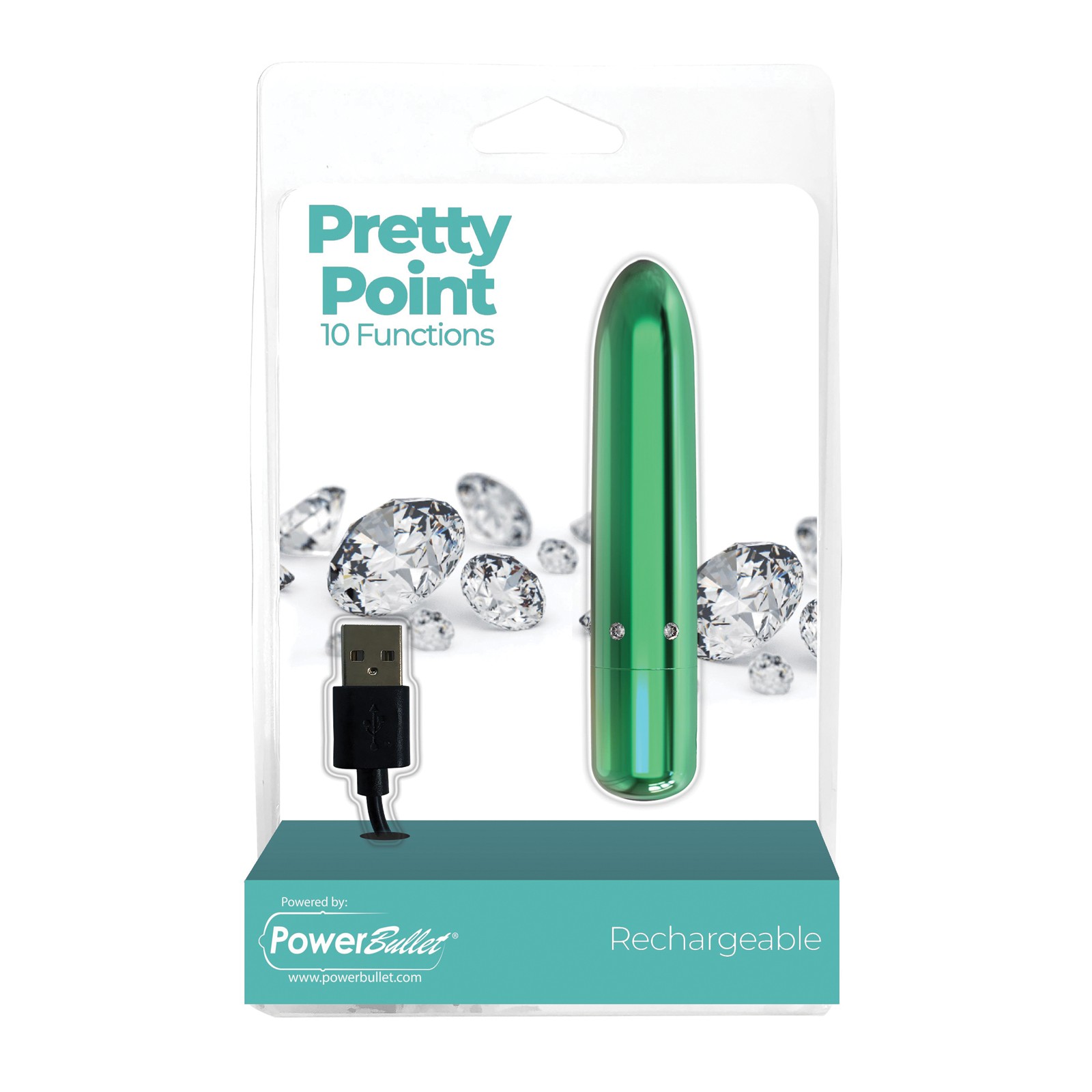 Pretty Point Rechargeable Bullet 10 Functions Teal