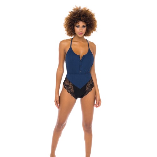 Claribel Ribbed Jersey Romper - Estate Blue/Black L/XL