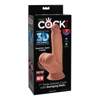 King Cock Plus Pene de 7 Pulgadas Triple Densidad con Testículos Colgantes