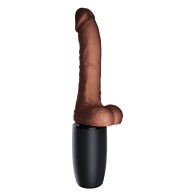 Dildo King Cock Plus que Efectúa, Calienta y Vibra 7.5" Triple Amenaza - Marrón