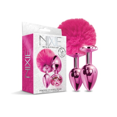 Nixie Metal Butt Plug Set Pink Metallic