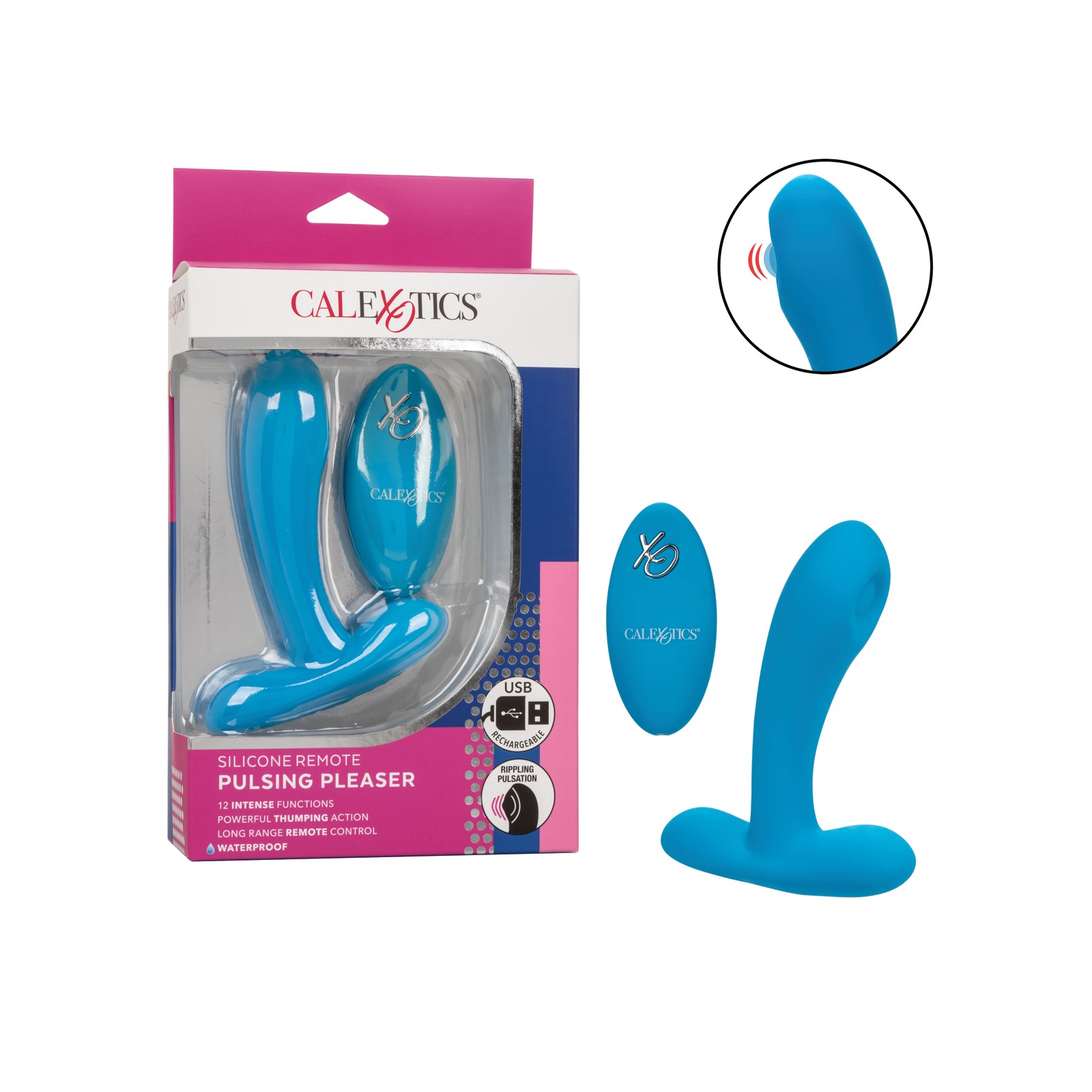 Silicone Pulsing Pleaser with Remote Blue