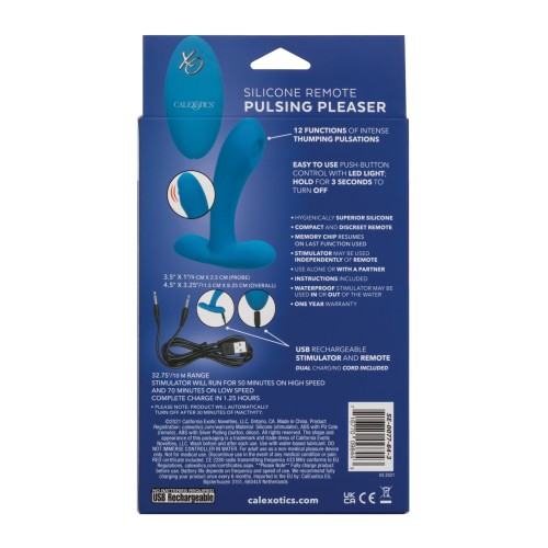 Silicone Pulsing Pleaser with Remote Blue