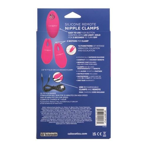 Silicone Nipple Clamps with Remote Control - Pink