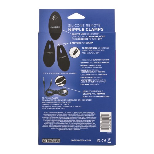 Silicone Nipple Clamps with Remote - Black