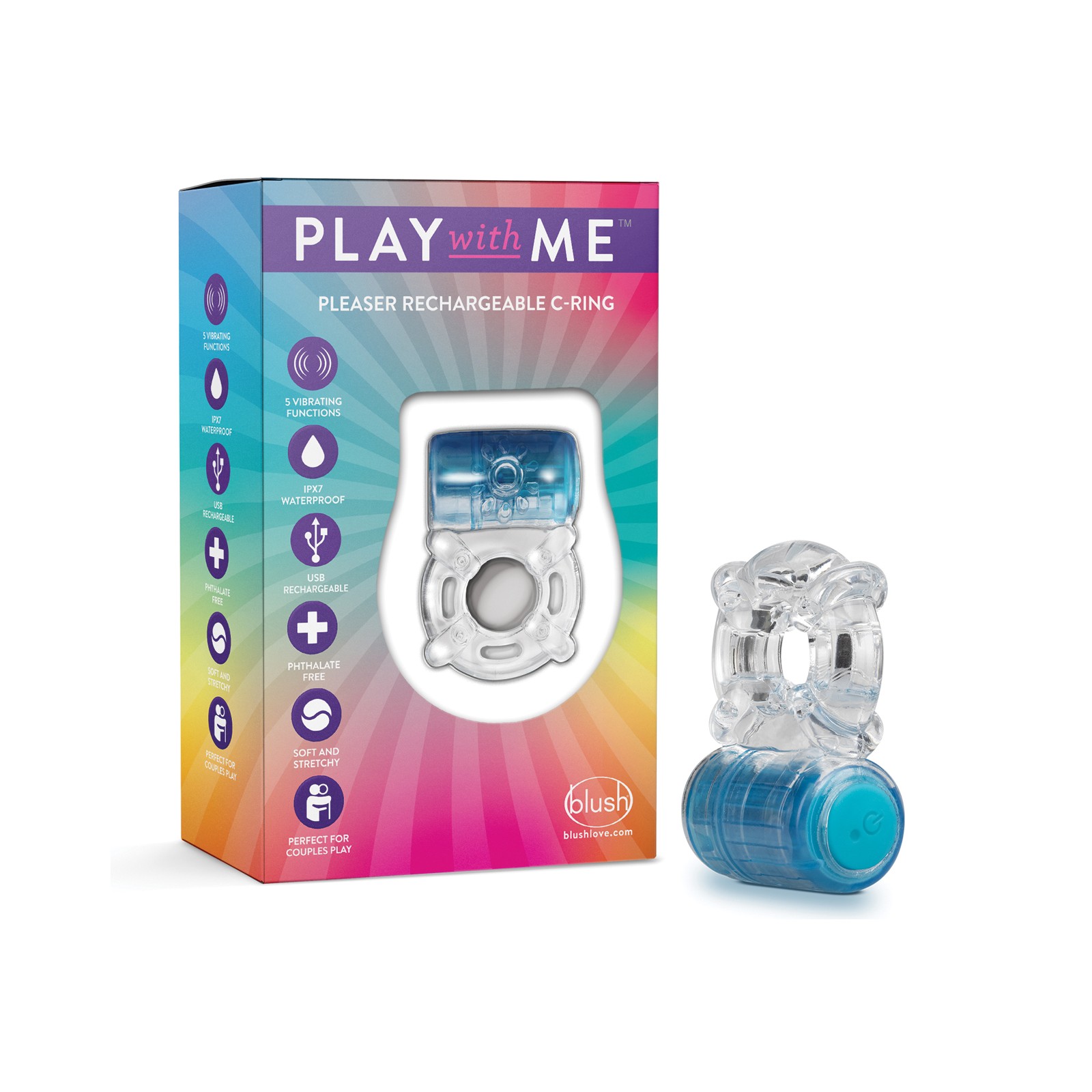 Blush Play with Me Rechargeable C Ring Blue