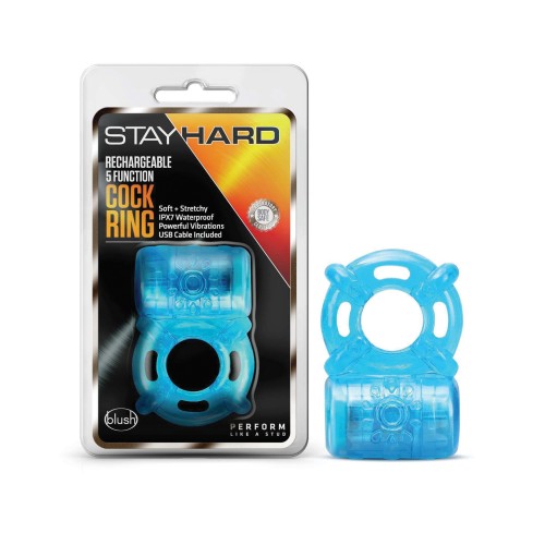 Blush Stay Hard Rechargeable 5-Function C-Ring Blue