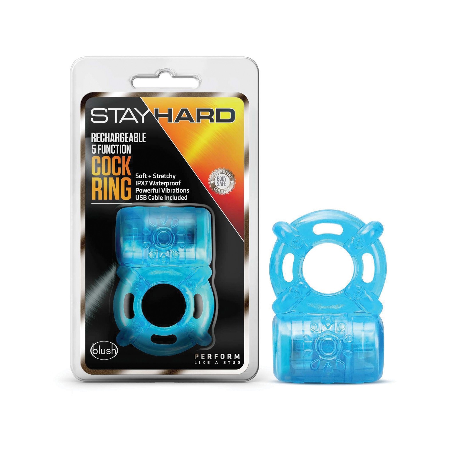 Blush Stay Hard Rechargeable 5-Function C-Ring Blue