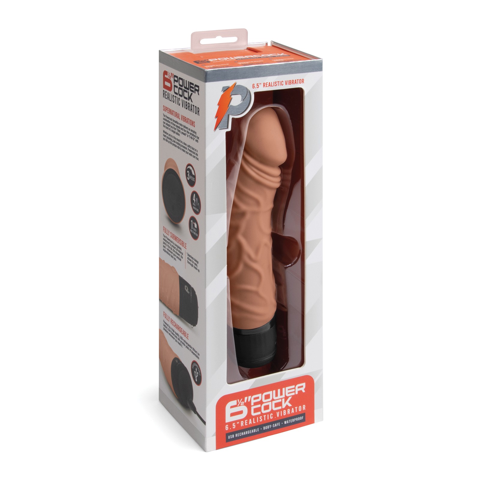 Powercocks 6.5 Inch Realistic Vibrator Mocha