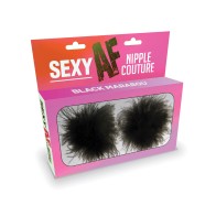 Sexy AF Nipple Couture Marabou Pastie Black