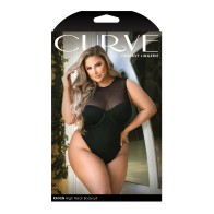 Curve Raven High Neck Bodysuit Snap Crotch Black 3X/4X