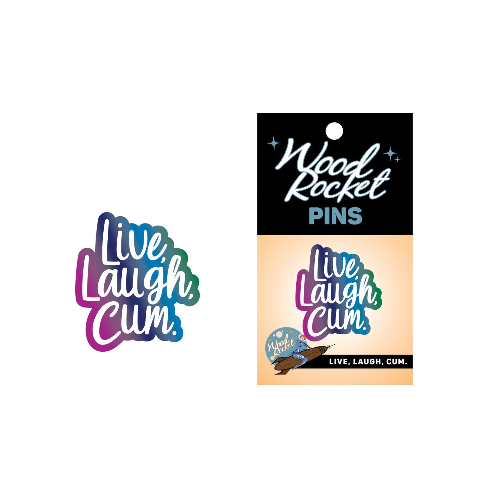 Wood Rocket Live Laugh Cum Pin Multi Color