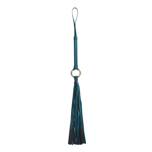 Shots Ouch Halo Green Leather Flogger for BDSM Play