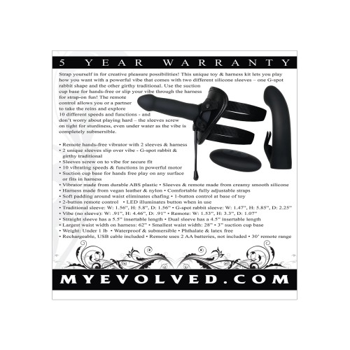 Arnés Evolved Heavenly con Vibrador de 10 Velocidades - Negro