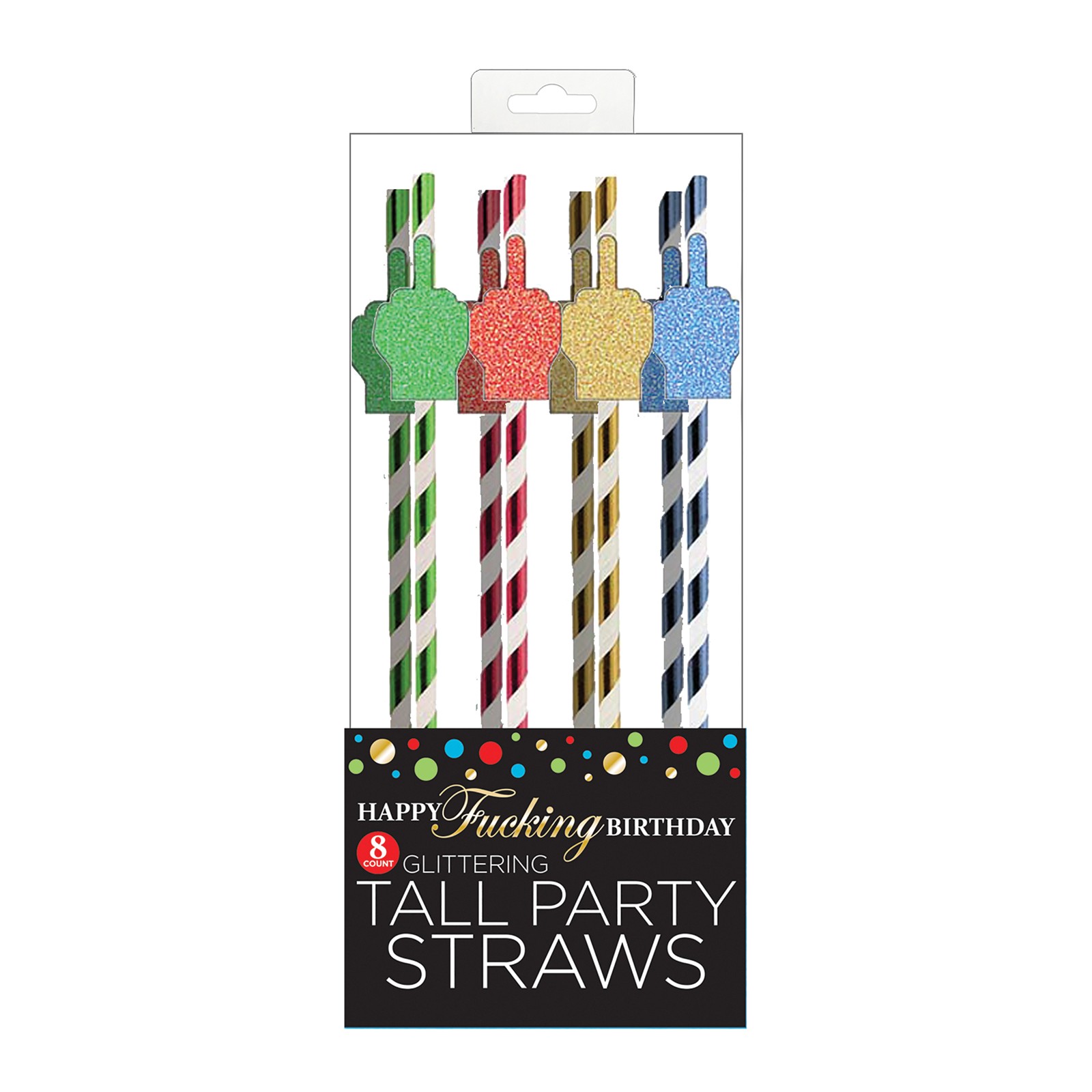 Happy Fucking Birthday Tall Straws - Pack of 8