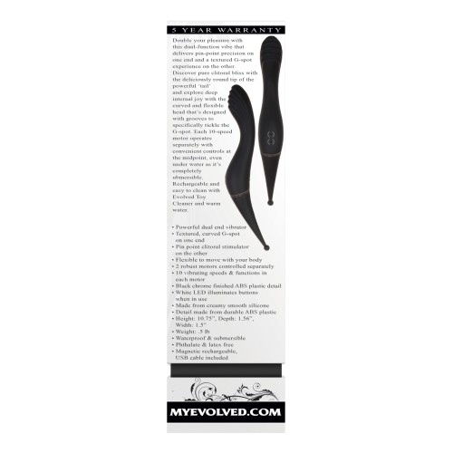 Evolved Tantalizing Teaser Vibrador de Doble Punta Negro