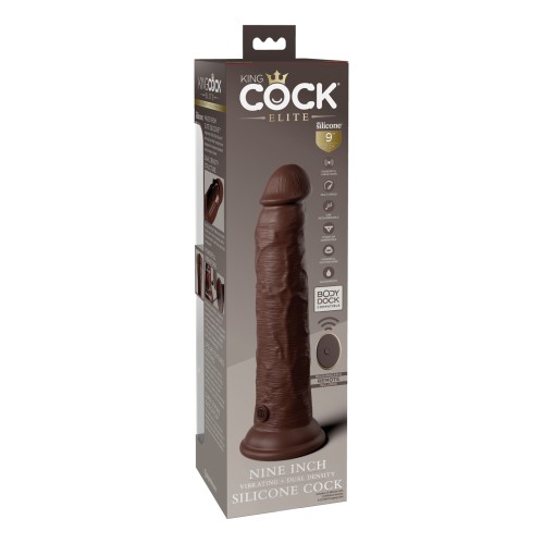 Dildo Vibrador de Silicona Doble Densidad King Cock Elite Marrón