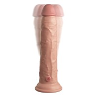 King Cock Elite Dildo Vibrador de Silicona Doble Densidad 9 Pulgadas con Control Remoto Claro