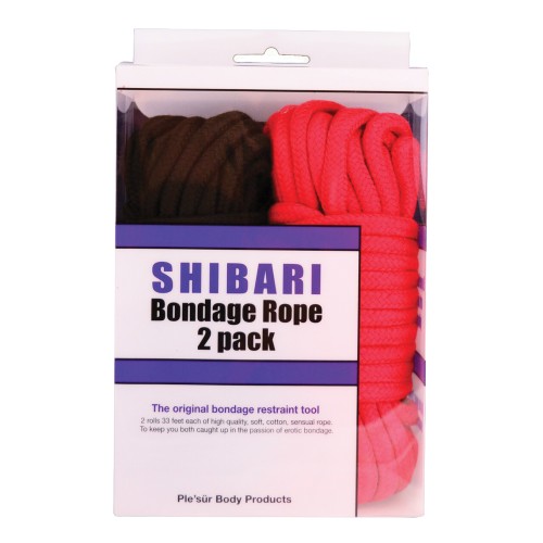 Pack de 2 Cuerdas de Algodón Shibari Negro Rojo - Perfecto para Kink