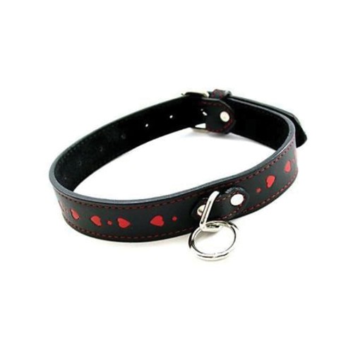 Plesur PVC Collar with Hearts - Black/Red