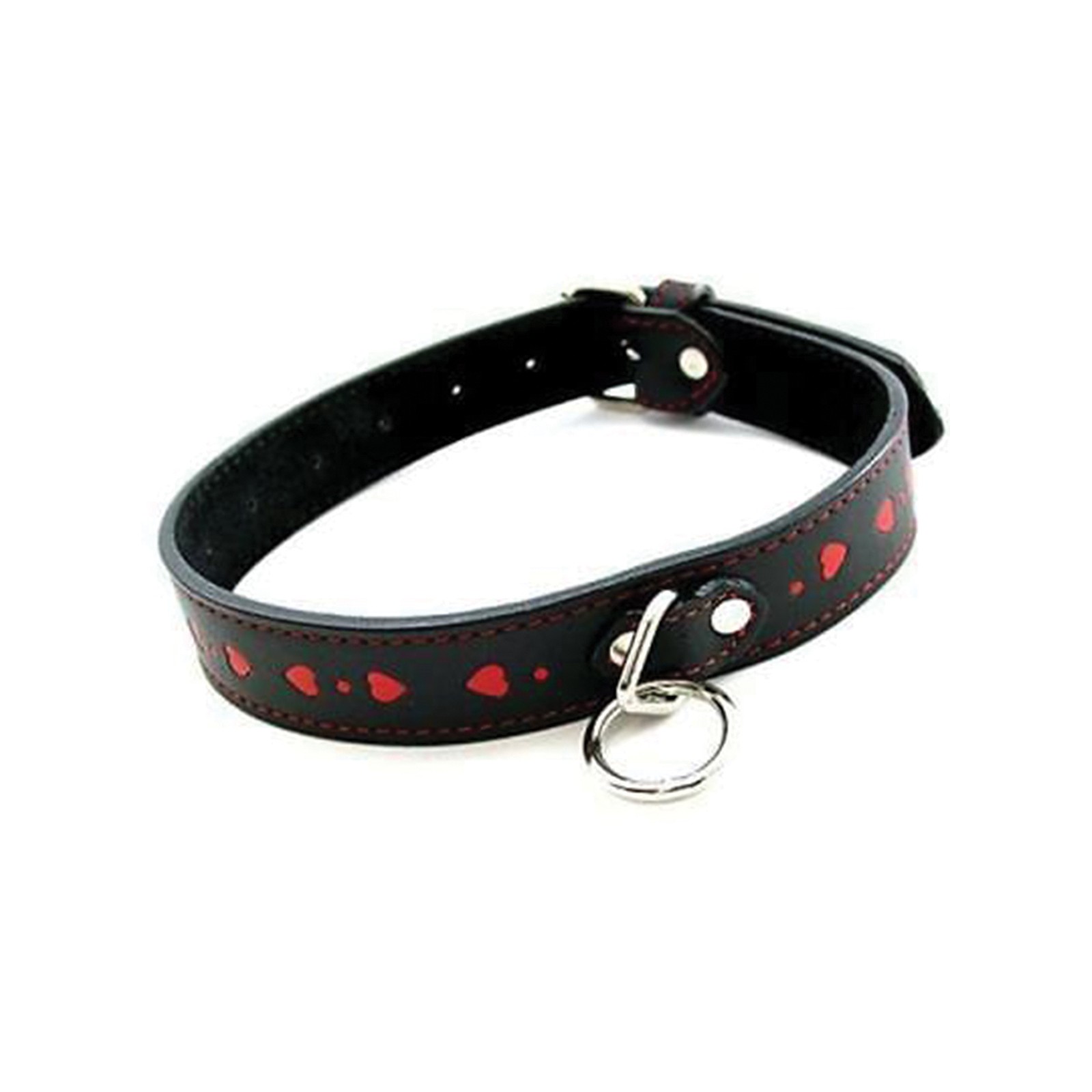 Plesur PVC Collar with Hearts - Black/Red