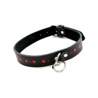 Collar de PVC Plesur con Corazones - Negro/Rojo