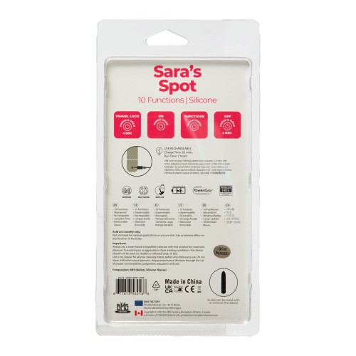 Sara's Spot Rechargeable Bullet for intense pleasure