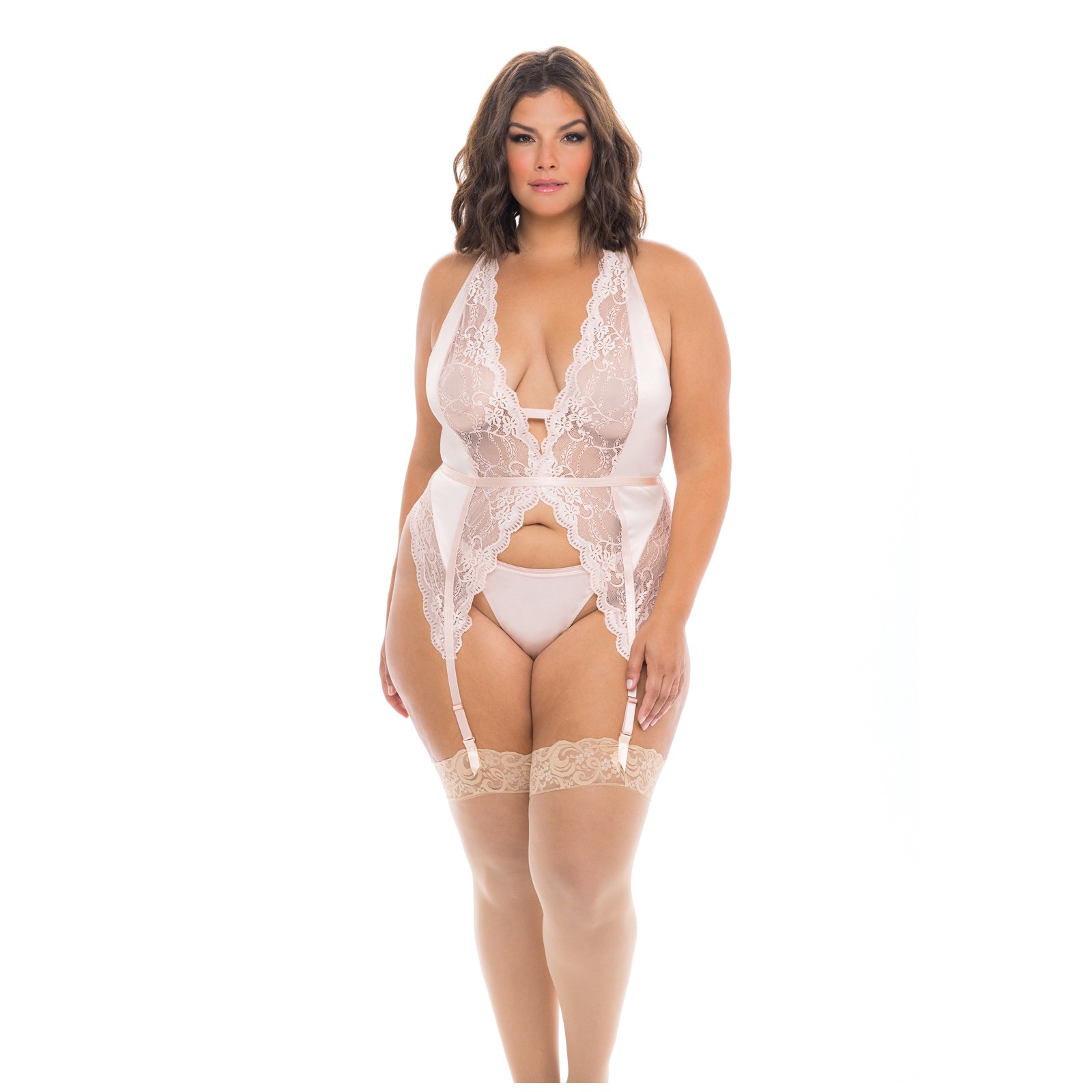 Merrywidow de Taza Suave Noah con Tirantes y G-String - Peach Whip 1X/2X