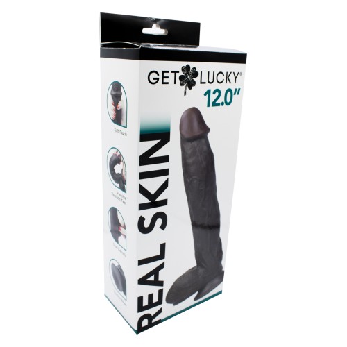 Dildo de Piel Real de 12 Pulgadas Get Lucky para Placer Realista