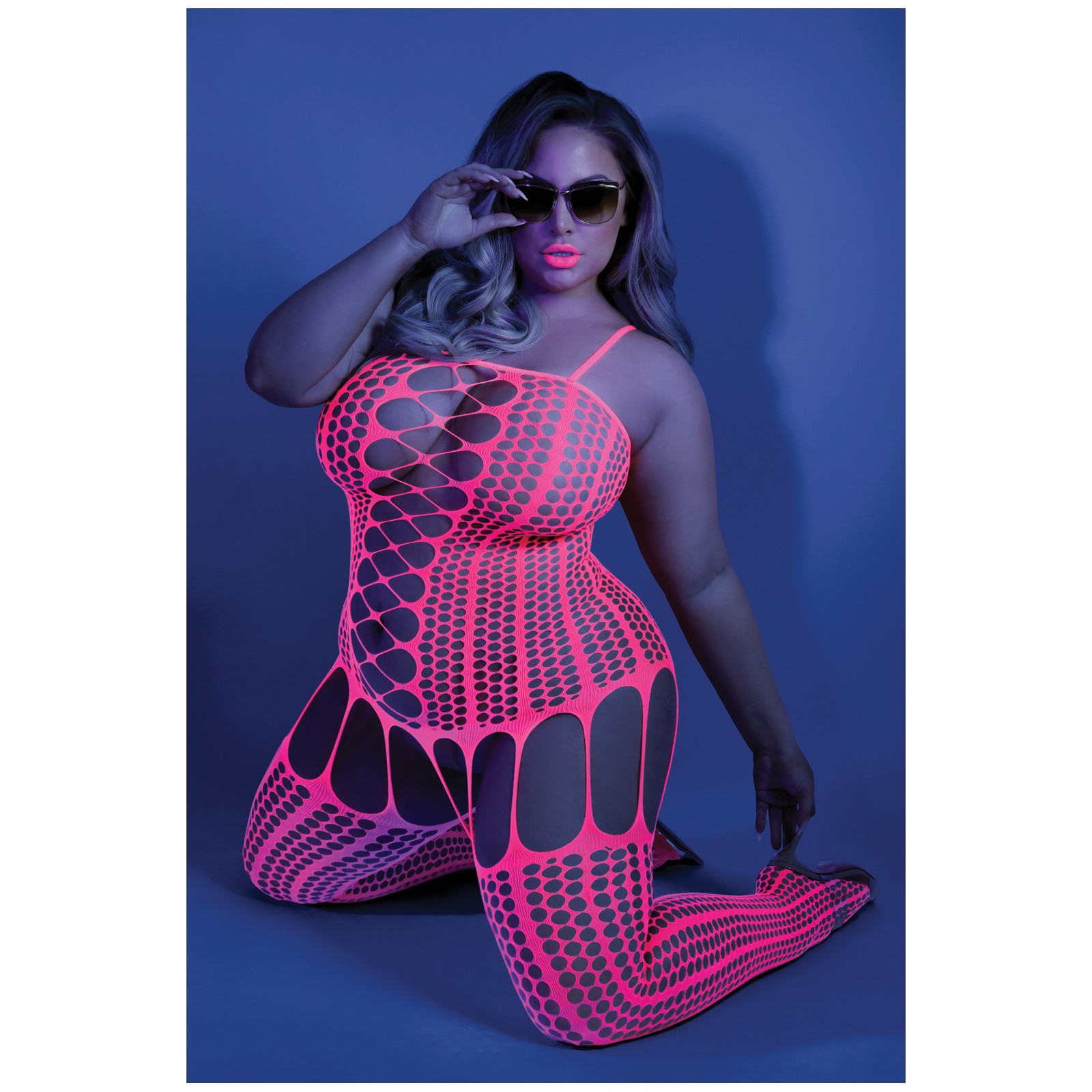 Glow Black Light Bodystocking Neon Pink QN