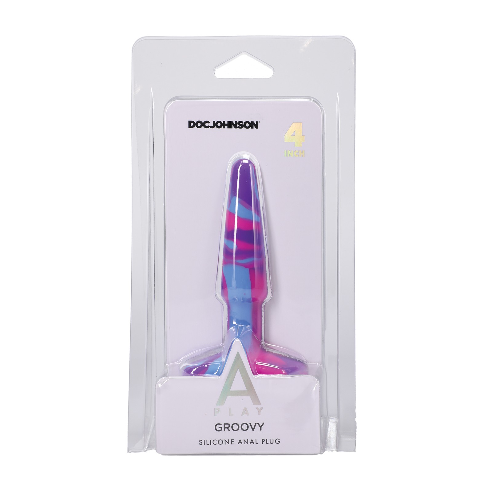 A Play 4" Groovy Silicone Anal Plug - Multicolor/Pink