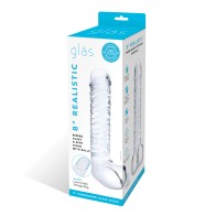 Glas 8" Ribbed Glass G-Spot Dildo - Clear