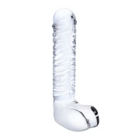 Glas 8" Ribbed Glass G-Spot Dildo - Clear