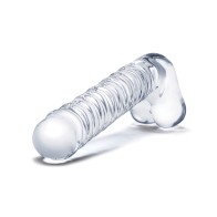 Glas 8" Ribbed Glass G-Spot Dildo - Clear