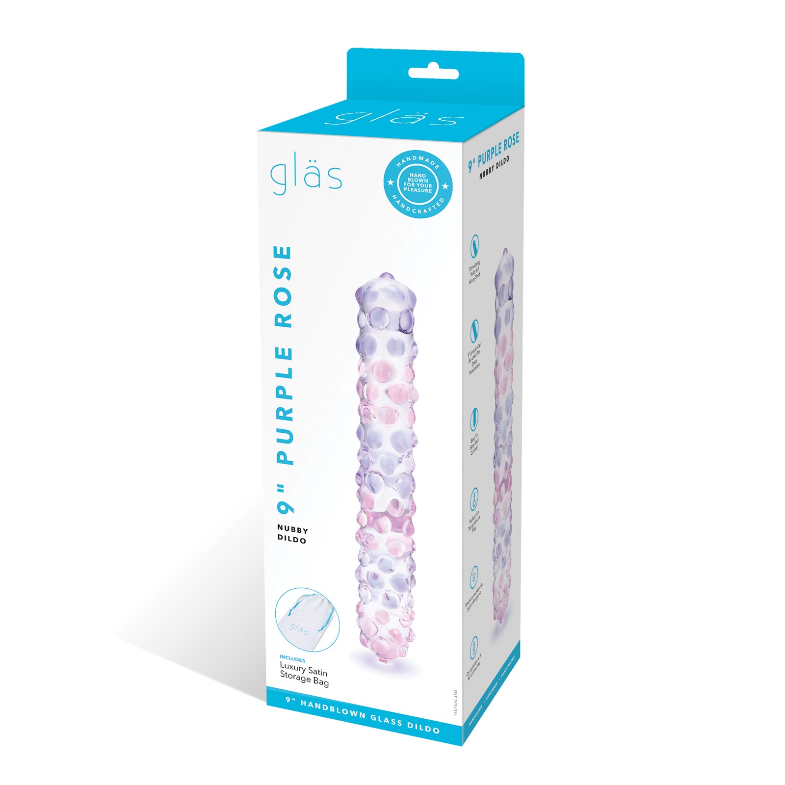 Dildo de Cristal Nubby de 9" para Estimulación Intensa