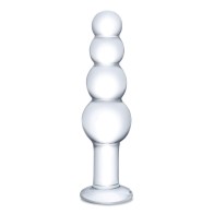 Clear Glass Beaded Butt Plug 7.25 Inch